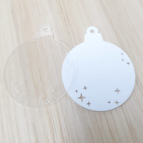 Christmas Bauble | Stars Cut Out | Acrylic Bauble & Timber