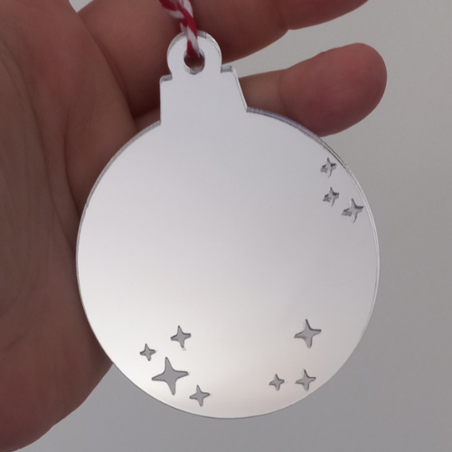 Christmas Bauble | Stars Cut Out | Acrylic Bauble & Timber