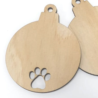 Christmas Bauble | Paw Print Cut Out | Acrylic Bauble & Timber