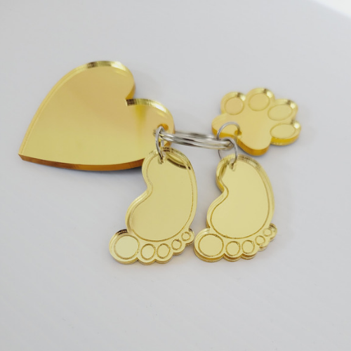 Heart + Foot Print Charm Keyring