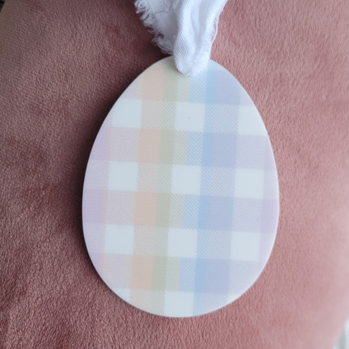 Rainbow Gingham Easter Egg Tag