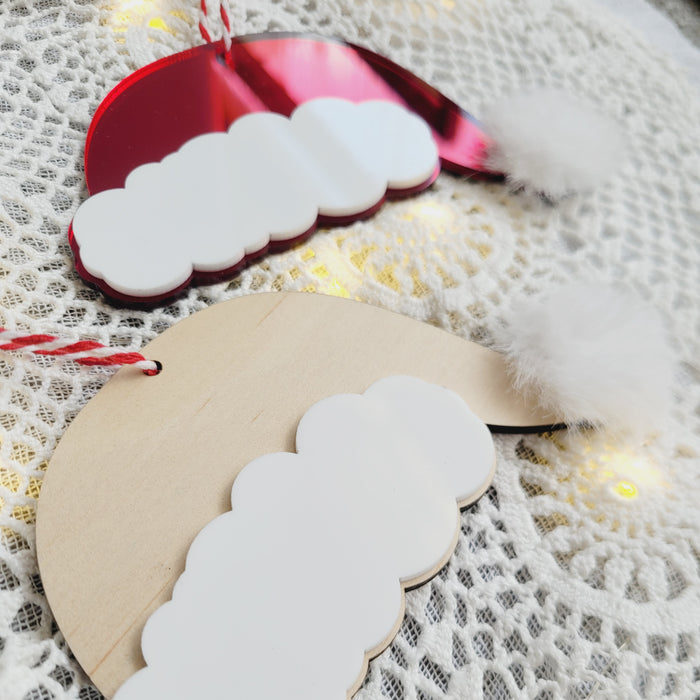 Santa Hat Bauble | Tag | With fluffy pom pom