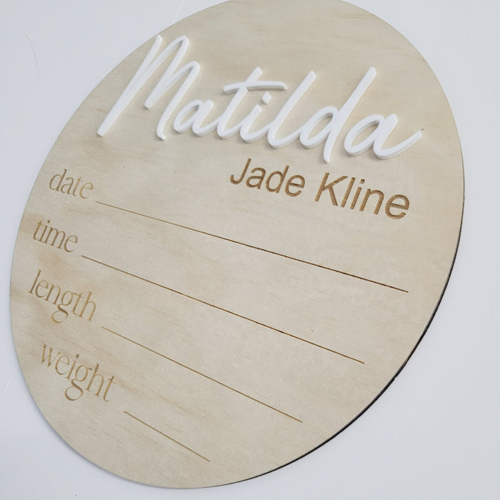 Baby Announcement Name Plaque