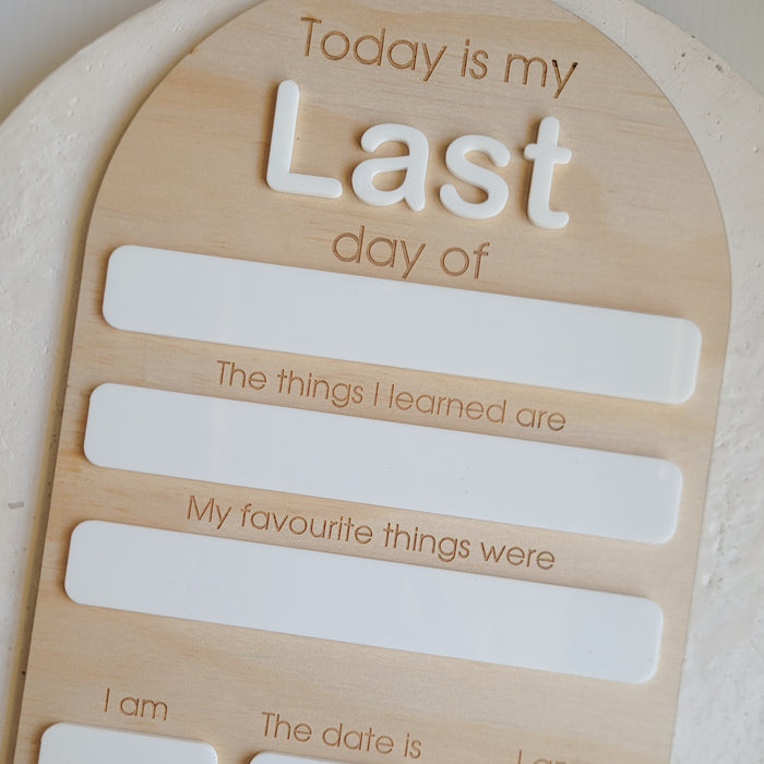 Double Sided Arch First day + Last day board - Engraved