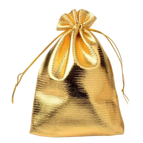 Metallic Gold Drawstring Bag