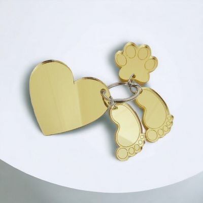 Heart + Foot Print Charm Keyring