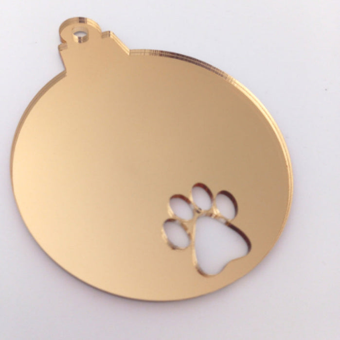 Christmas Bauble | Paw Print Cut Out | Acrylic Bauble & Timber