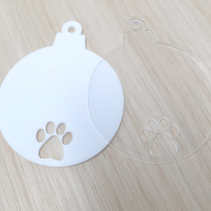 Christmas Bauble | Paw Print Cut Out | Acrylic Bauble & Timber