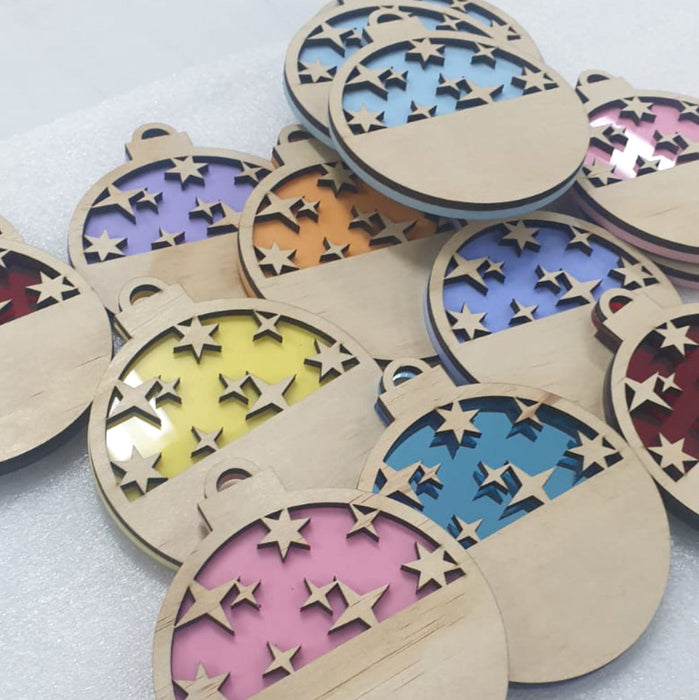 Timber | Double Layered Christmas Bauble | Stars