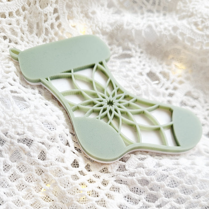 Christmas Bauble | Stocking | Acrylic & Timber | Double Layer
