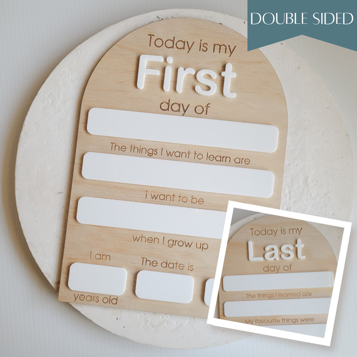 Double Sided Arch First day + Last day board - Engraved