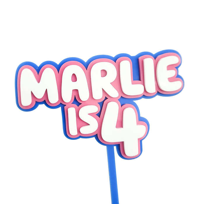 Custom Tripple Layer Name + Number Cake Topper | Bluey inspired Font