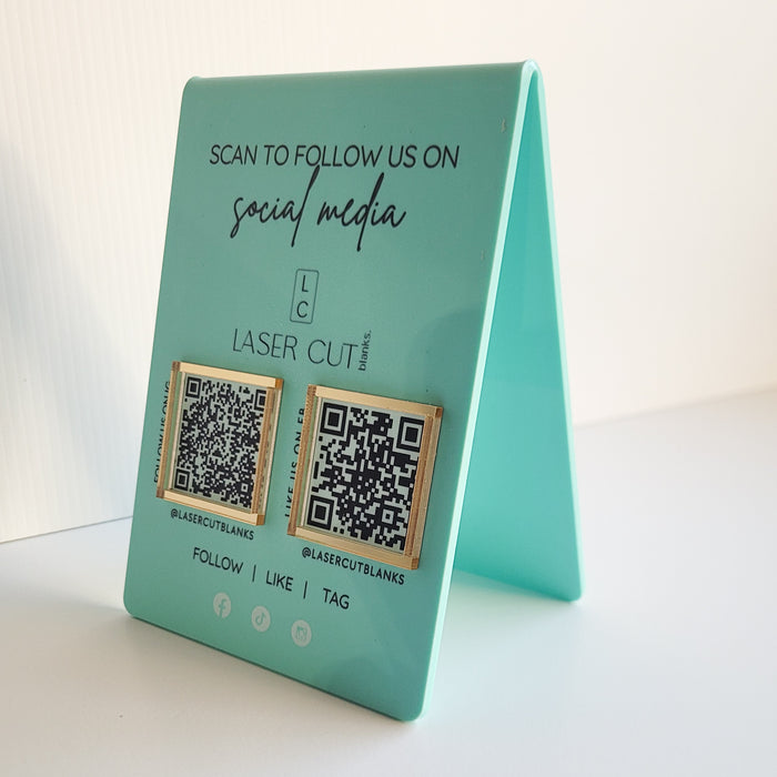 Social Media Business Sign | QR Code - Fully Customisable | UV Printed - Double Sided | 3 sizes