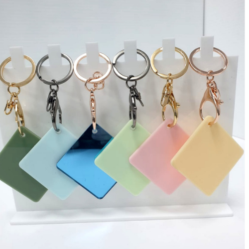 Square Keyring Acrylic ALL COLOURS 50mm