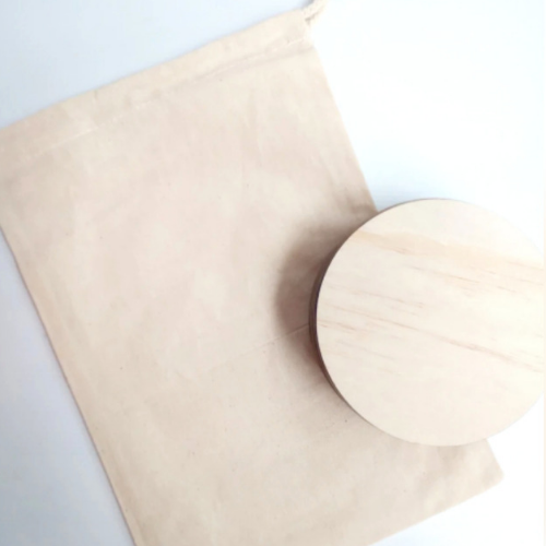 Timber 100mm Milestone Disks + Calico Bag - Plywood