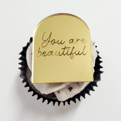 Custom Engraved Cupcake Topper Plaque - Arch