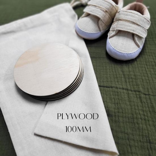Timber 100mm Milestone Disks + Calico Bag - Plywood