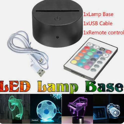 Led Rectangular Light Base With Remote LED Light Base + Remote - Black round — Laser Cut Blanks