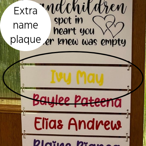 Extra name plaque for Family Board