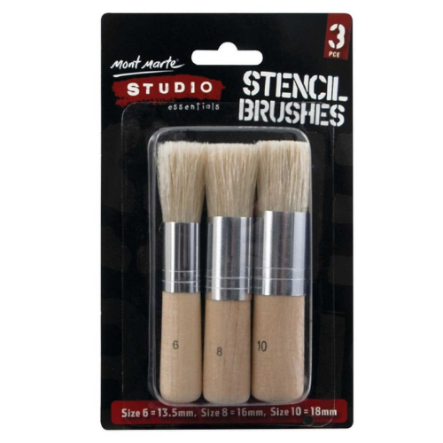 MONT MARTE STUDIO STENCIL BRUSHES PKT 3