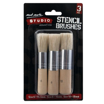 MONT MARTE STUDIO STENCIL BRUSHES PKT 3