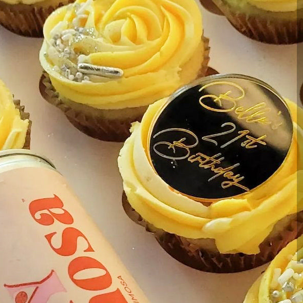 Custom Engraved Cupcake Topper - Disk