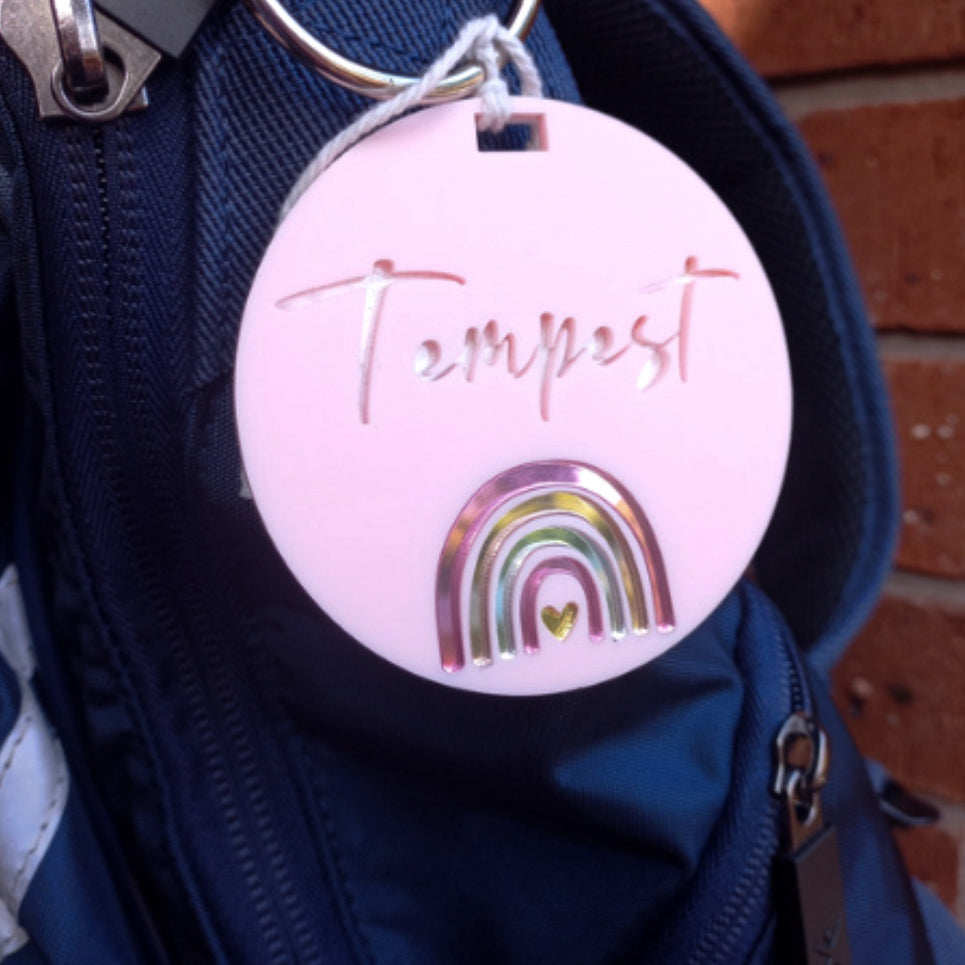 Personalised Double Layer Rainbow Bag Tag